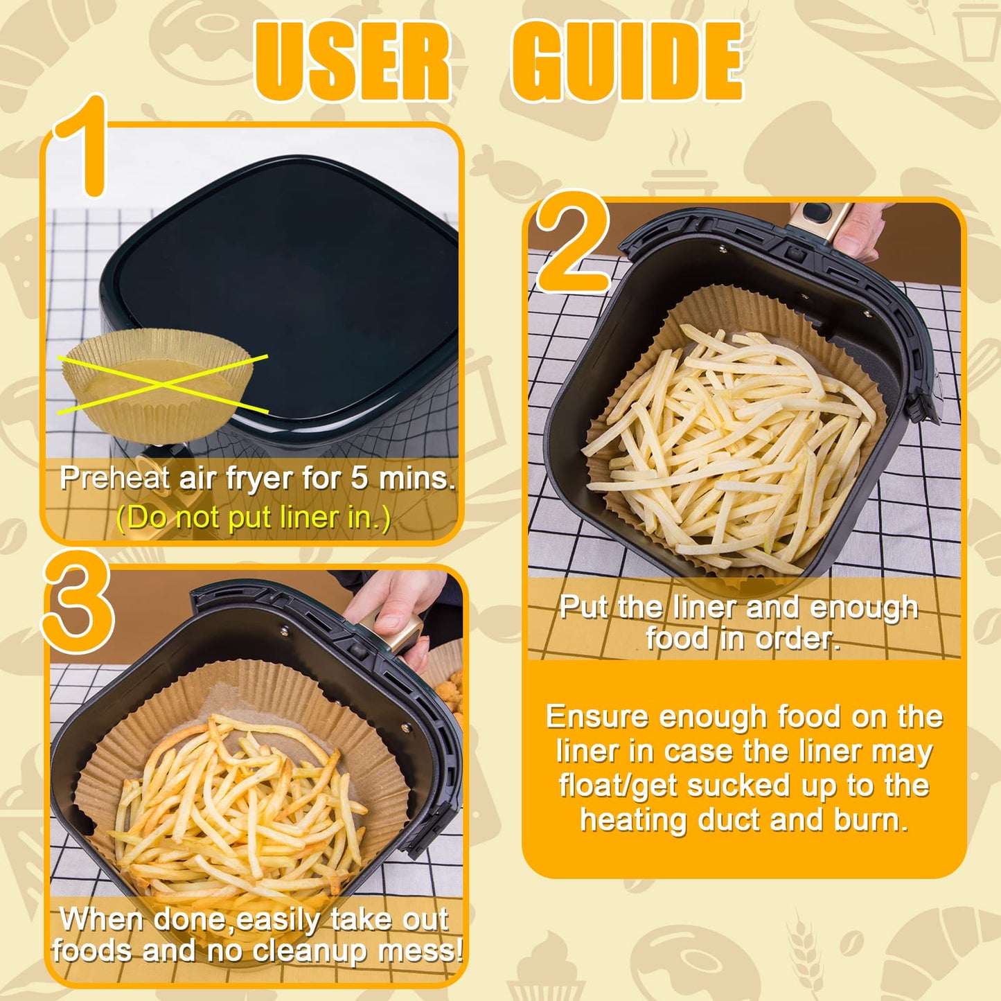 GOAUS Air Fryer 100 Pcs Round Paper Liners Disposable Large for 5 to 8 Qt Basket, 7.9 inch Unbleached Non-stick Oil-proof Parchment Paper