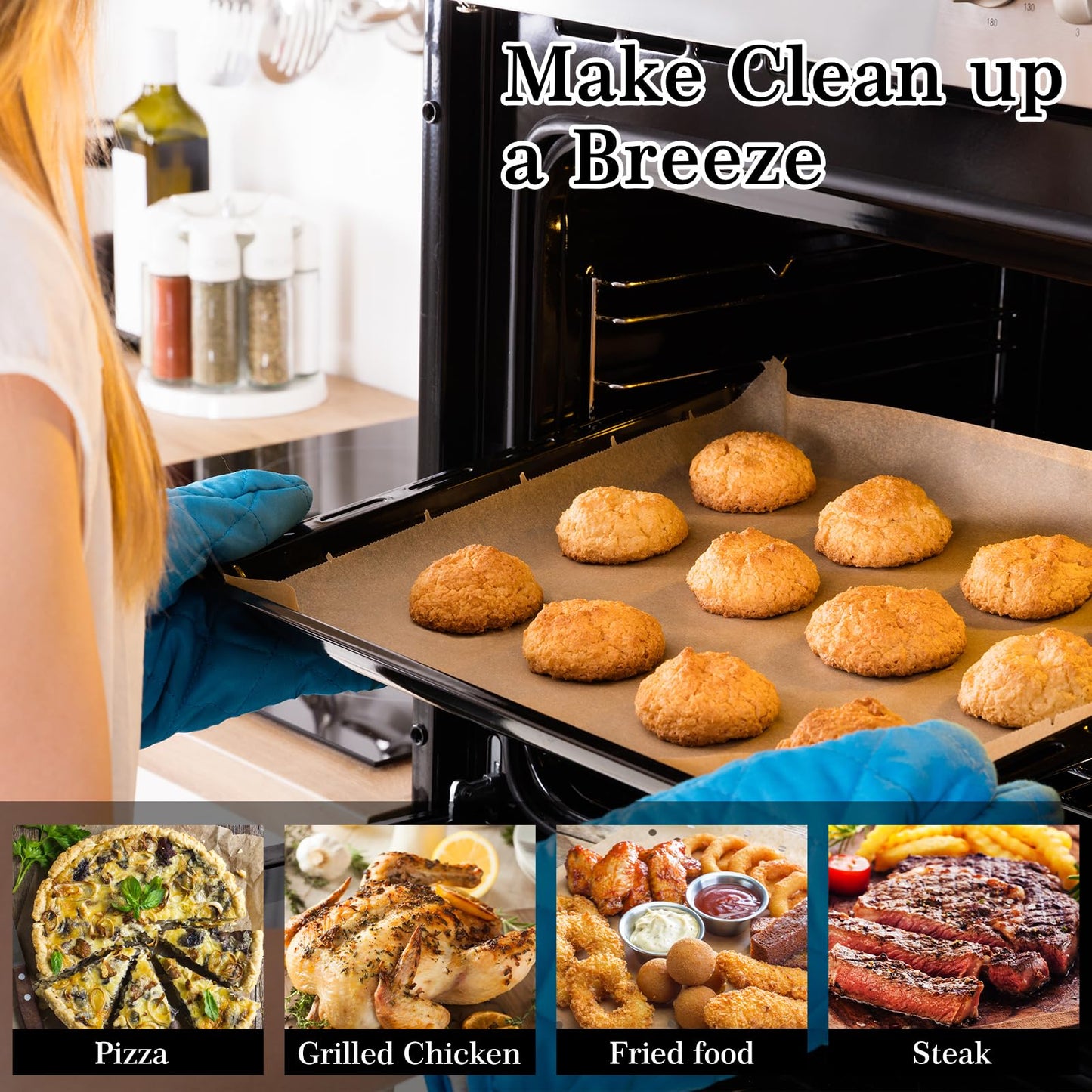 GOAUS Parchment Paper Sheets 12 x 16 Inch, Precut Unbleached Baking Sheets 220 Pcs for Baking, Air Frying, Cooking, Grilling, Steaming, Rectangular Baking Paper Fits Air Fryer, Oven, Microwave