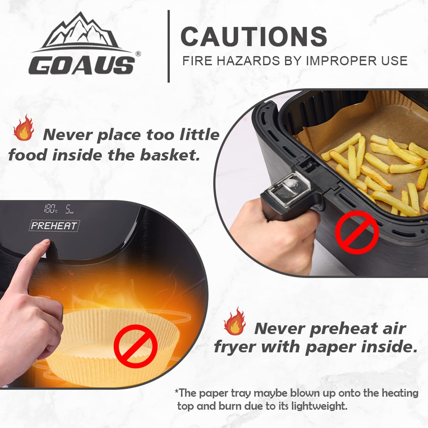 GOAUS Parchment Paper Liners 8.6x5.5 inch for Dual Air Fryer 2 Baskets 8 Qt and above, 150 Pcs Air Fryer Liners Disposable Rectangle Fit Ninja DZ201 DZ401 DZ090