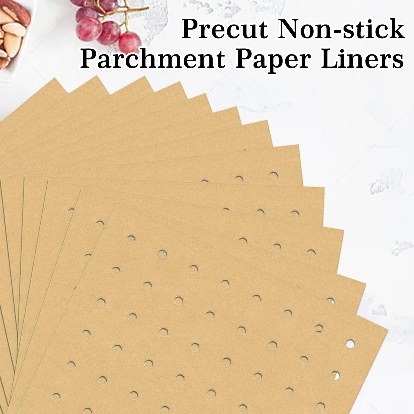 GOAUS Parchment Paper Sheets 12 x 11 Inch, Rectangle Disposable Liners 125 pcs for Air Fryer Toaster Oven, Perforated Baking Paper Fit Ninja, Cuisinart, Breville, Cosori