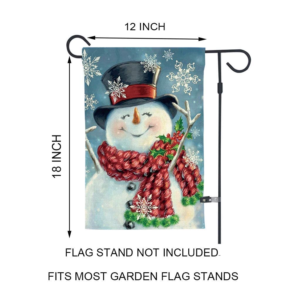 Christmas Garden Flag,Snowman Merry Xmas Stocking Stuffers,Double Sided Burlap Decorative House Flags for Home Lawn Yard Indoor Outdoor Decor,12 x 18 Inch