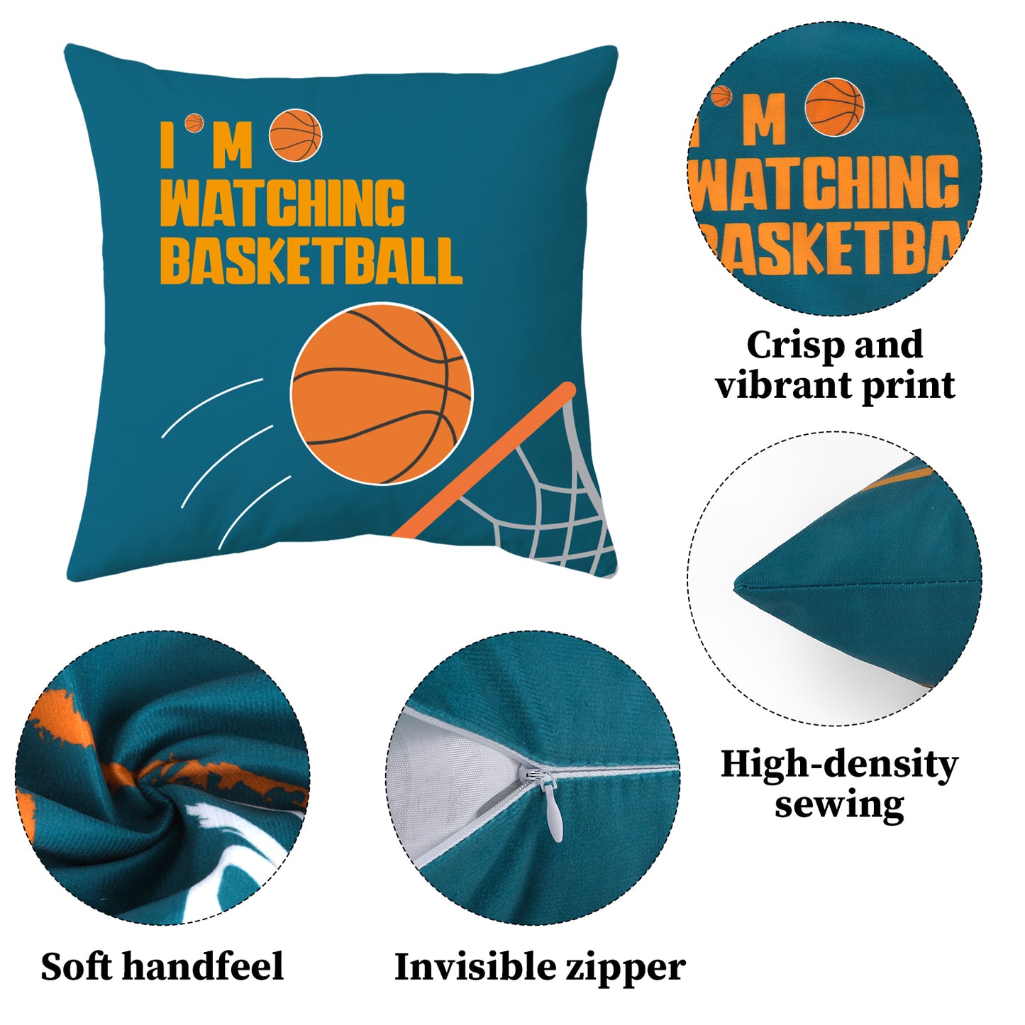 Basketball Gifts Pillow Cover Case 18x18 inch and Funny Socks Combo, Sports Room Decor Party Decorations Supplies, Basketball Lover Gift Idea Christmas Stocking Stuffers for Teen Boys Men Him…